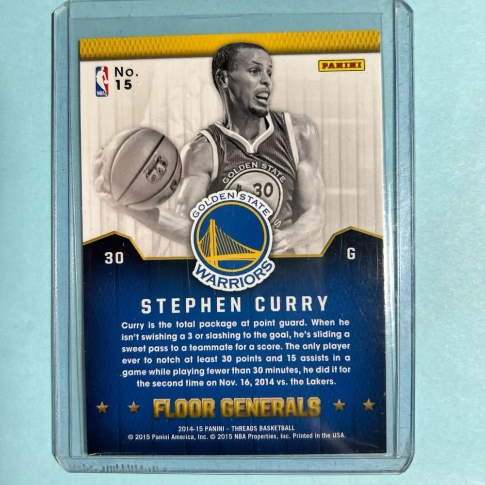 Stephen Curry 2014-15 Panini Threads Floor Generals #15 SP Golden State Warriors